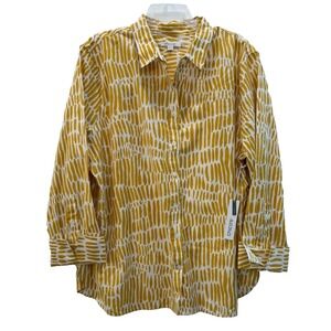 NWT Chico's Size 4 / 20 No Iron Stretch Animal Marking Print White Gold Shirt